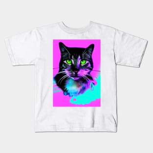 Cat green eyes t-shirt Kids T-Shirt